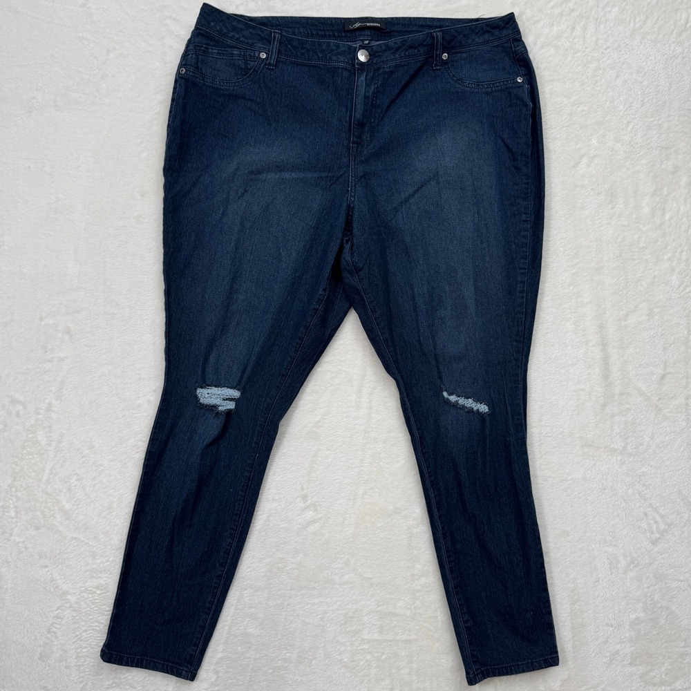 AG Adriano Goldschmied Jeans Womens 20W Dark Wash Skinny Distressed Ripped‎ Knee